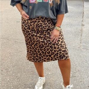 Leopard Print Midi Skirt